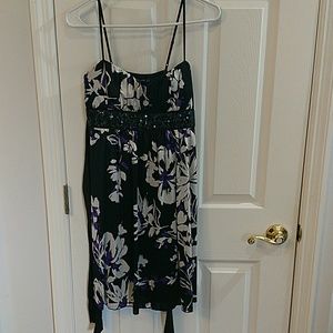 Black, white, and purple dress